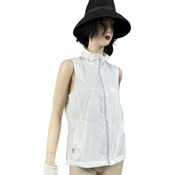 GAP Women White Vest Athletic Sweatshirt Women’s Zip Front Sleeveless Cardigan - Picture 3 of 11